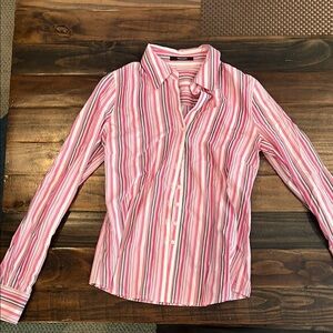 Tahari Multicolored Striped Button Down Shirt